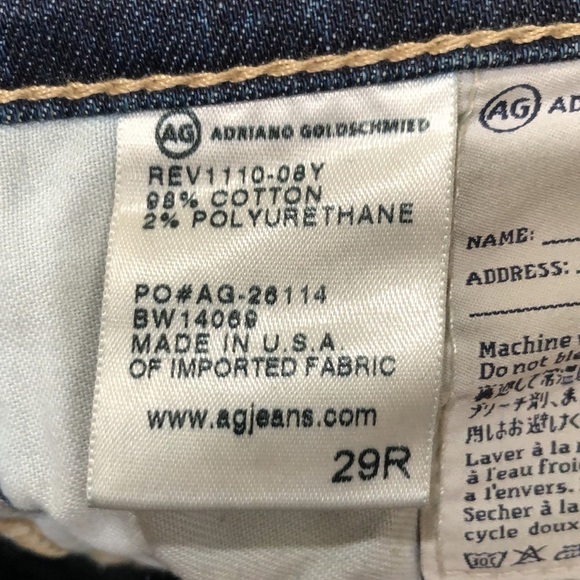 AG Adriano Goldschmied The Stilt Cigarette Jeans Size 29 Dark Blue Low Rise - Picture 9 of 9